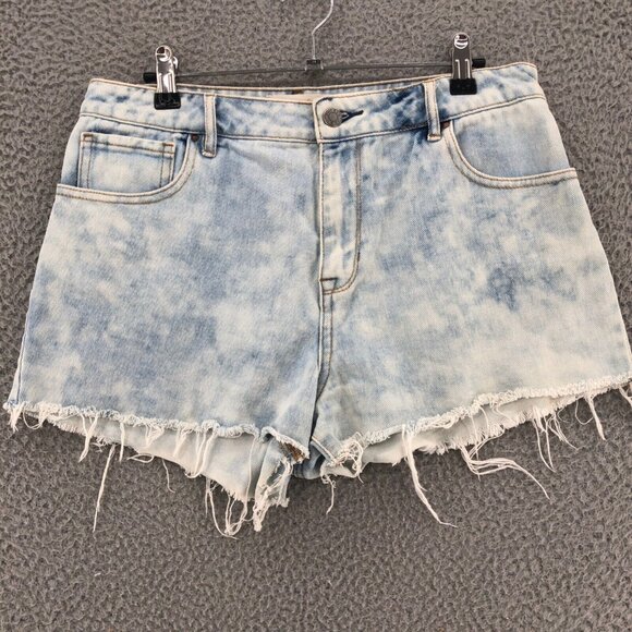 Pacsun Shorts Womens 28 Blue Acid Wash Denim High Rise Frayed Distressed Casual - Picture 1 of 13